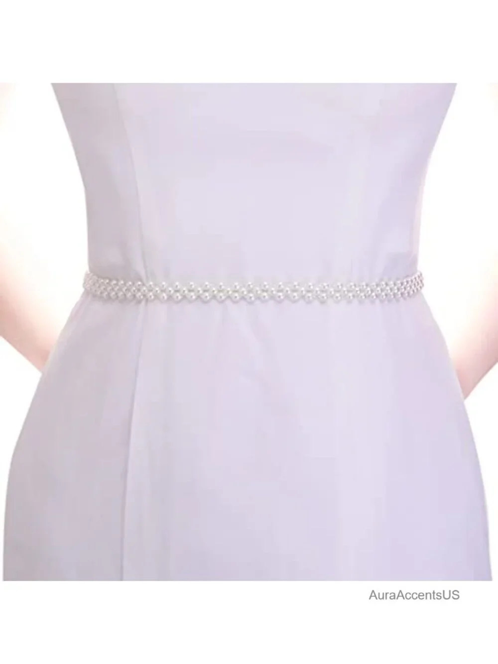 Pearl Beaded Wedding Sash Belt Handmade Organza Ribbon Bridal Gown Belt